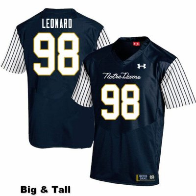 Notre Dame Fighting Irish Men's Harrison Leonard #98 Navy Under Armour Alternate Authentic Stitched Big & Tall College NCAA Football Jersey RMD4299JS